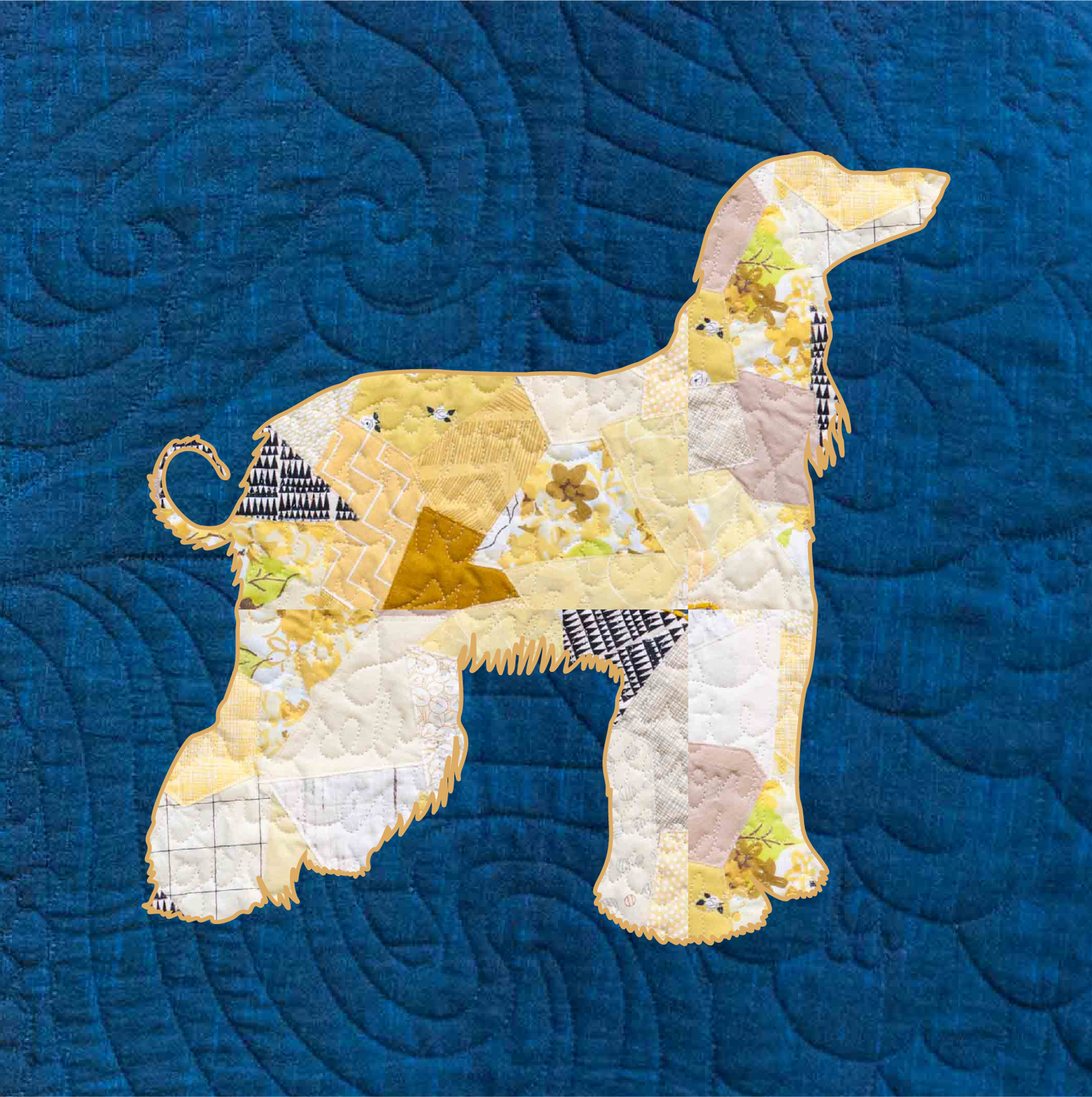 Afghan Greyhound Scrappy Applique Pattern (PDF)