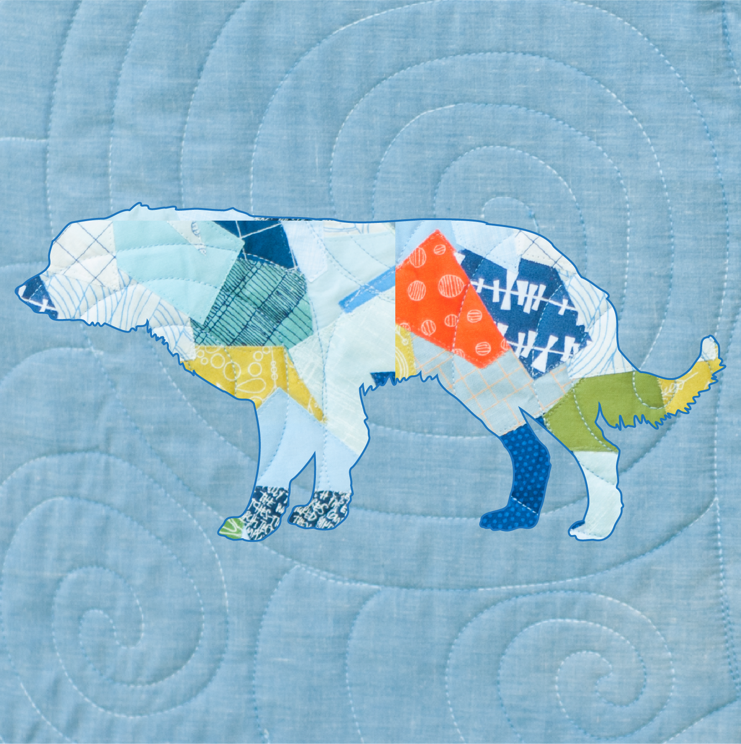 Buryat-Mongolian Wolfhound Scrappy Applique Pattern (PDF)