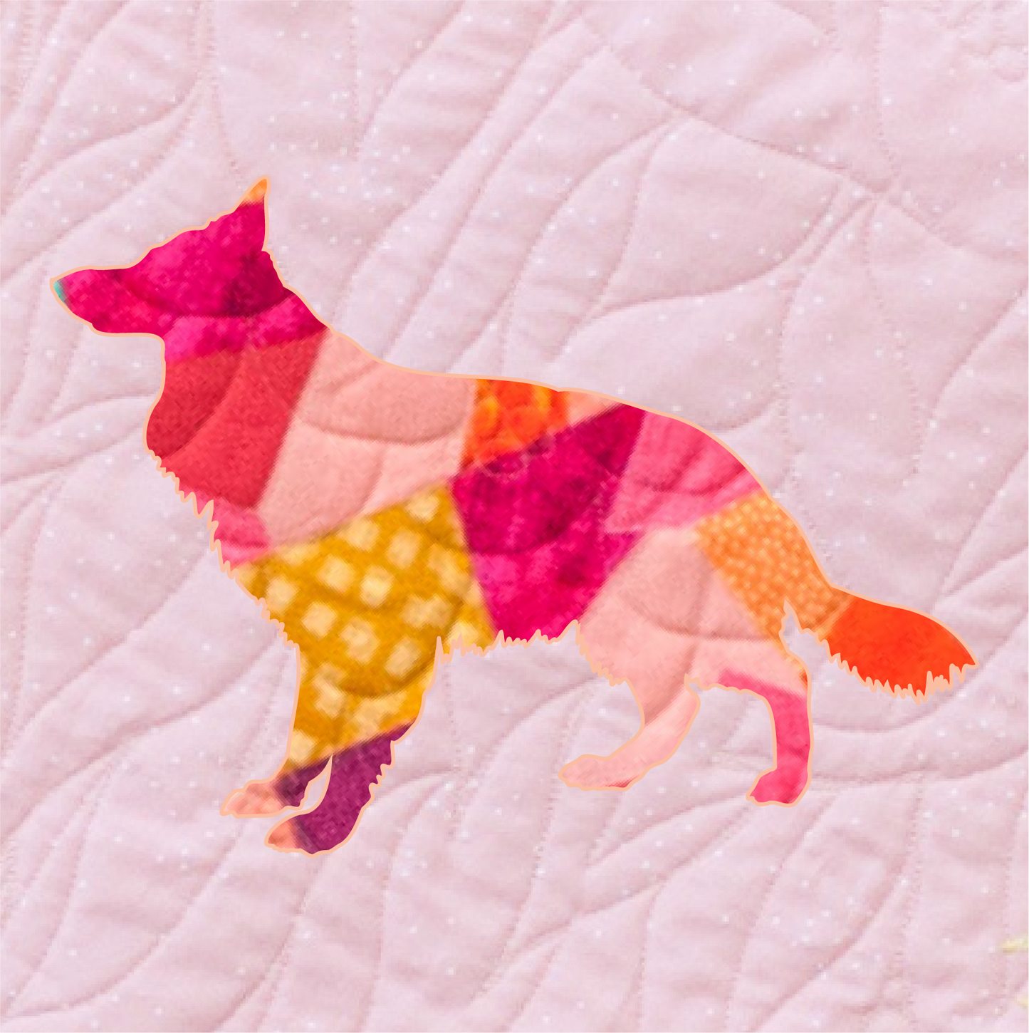 German Shepherd Longhaired Scrappy Applique Pattern (PDF)