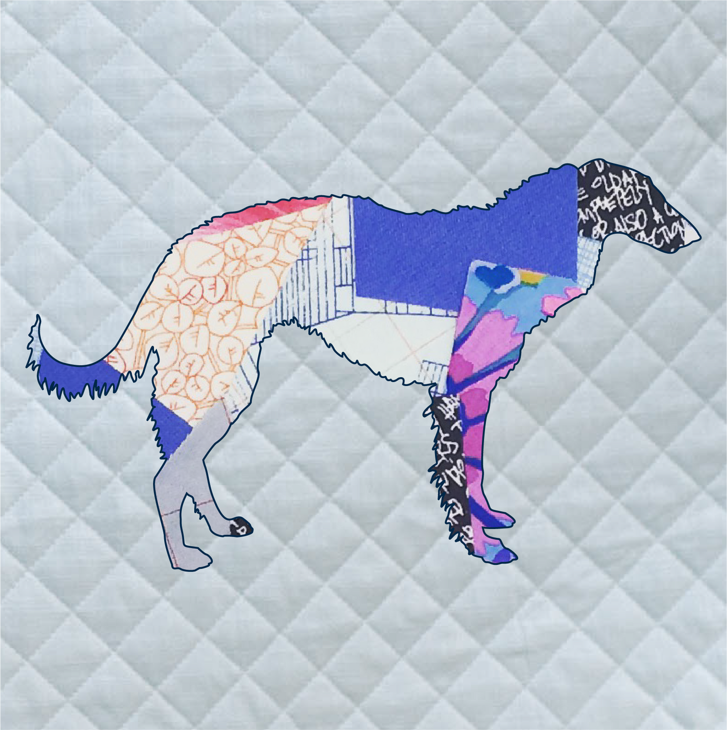 Russian Wolfhound (Borzoi) Scrappy Applique Pattern (PDF)