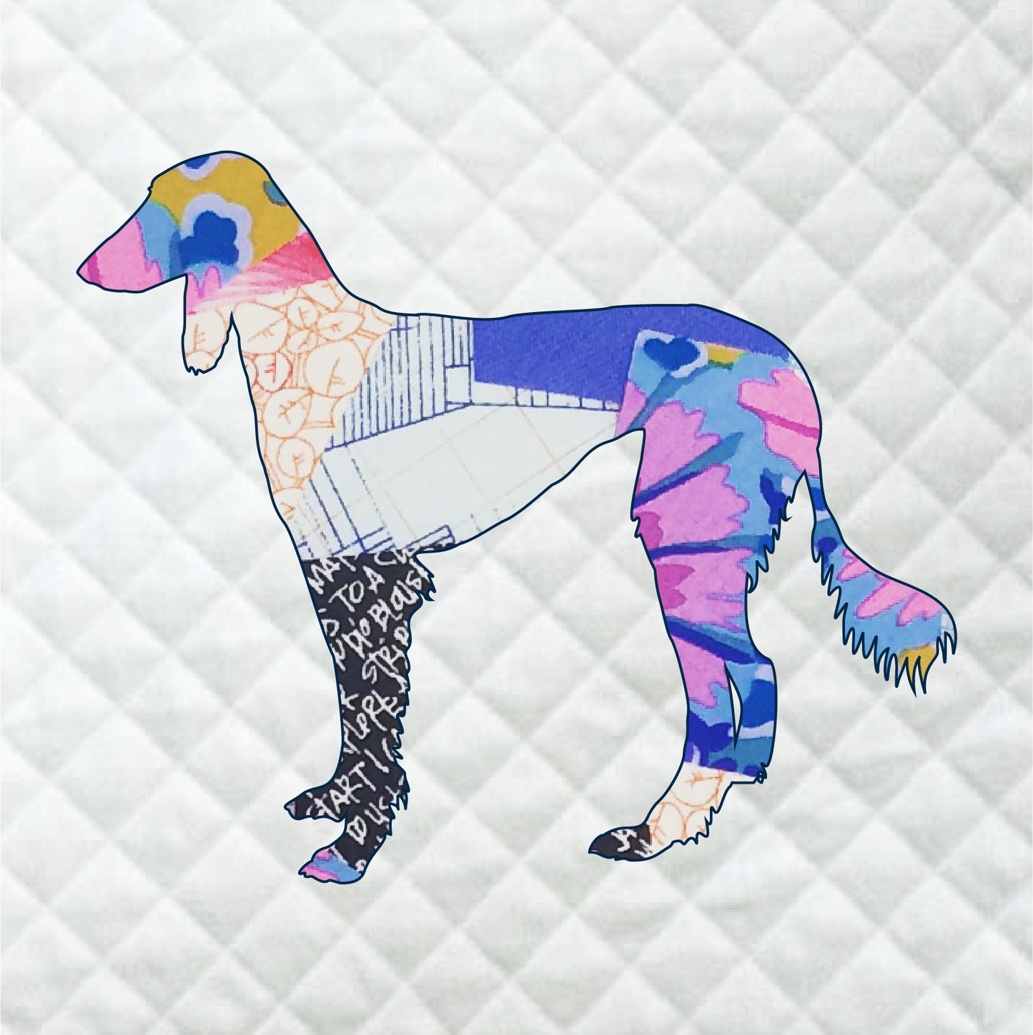 Saluki (Arabian Hound) Scrappy Applique Pattern (PDF)