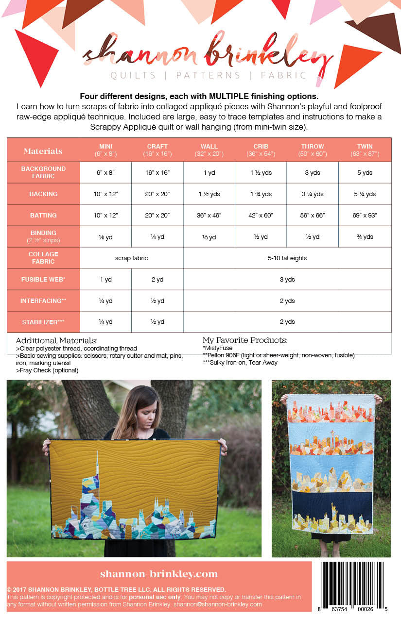 Canadian Skylines Scrappy Applique Pattern (Printed)