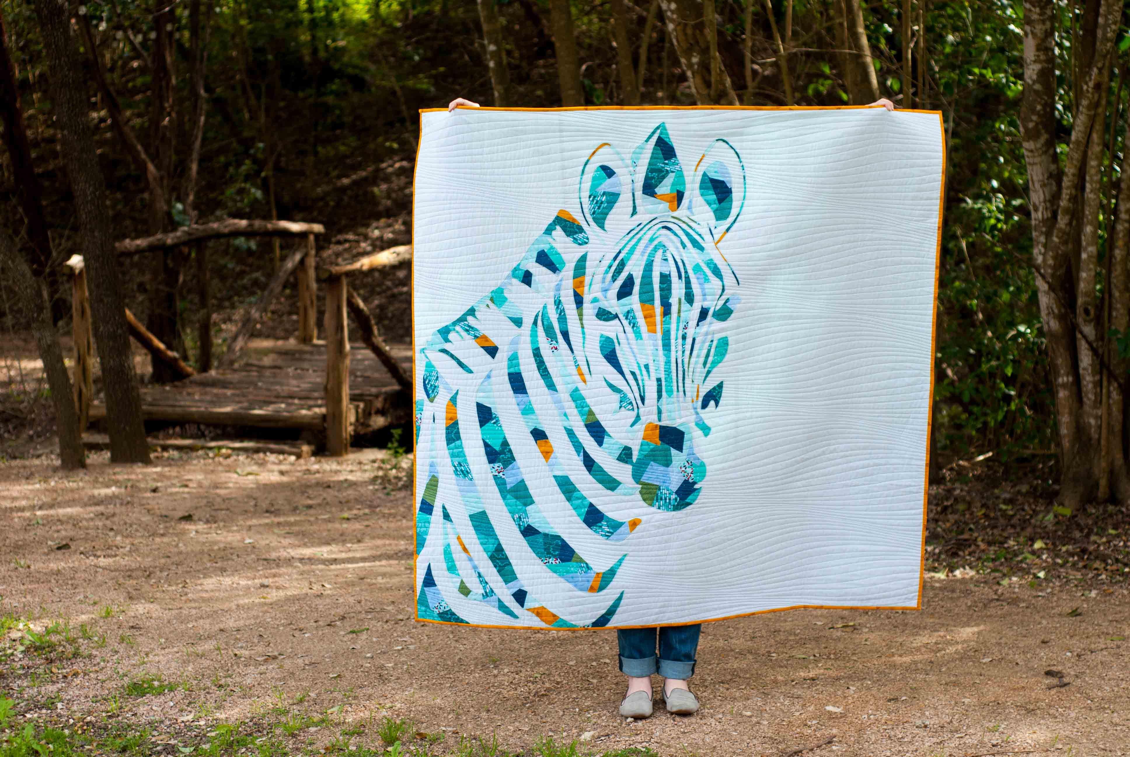 Amaya Quilt Kit w/Backing, Quilt Kit, hot Appliqué, Animal, Zebra, Gift