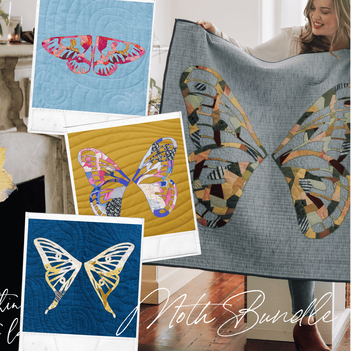 Moth Scrappy Applique Pattern Bundle (PDF)